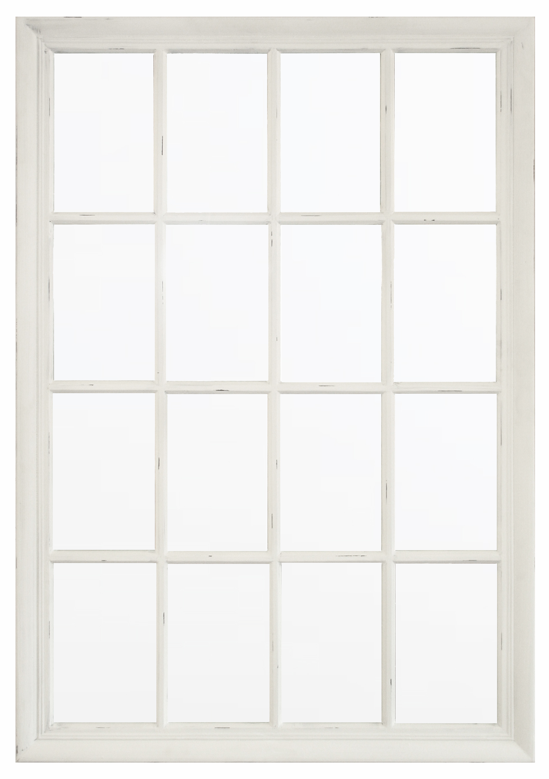 TS071 Wall décor art mirror white tone classic rectangular window shape